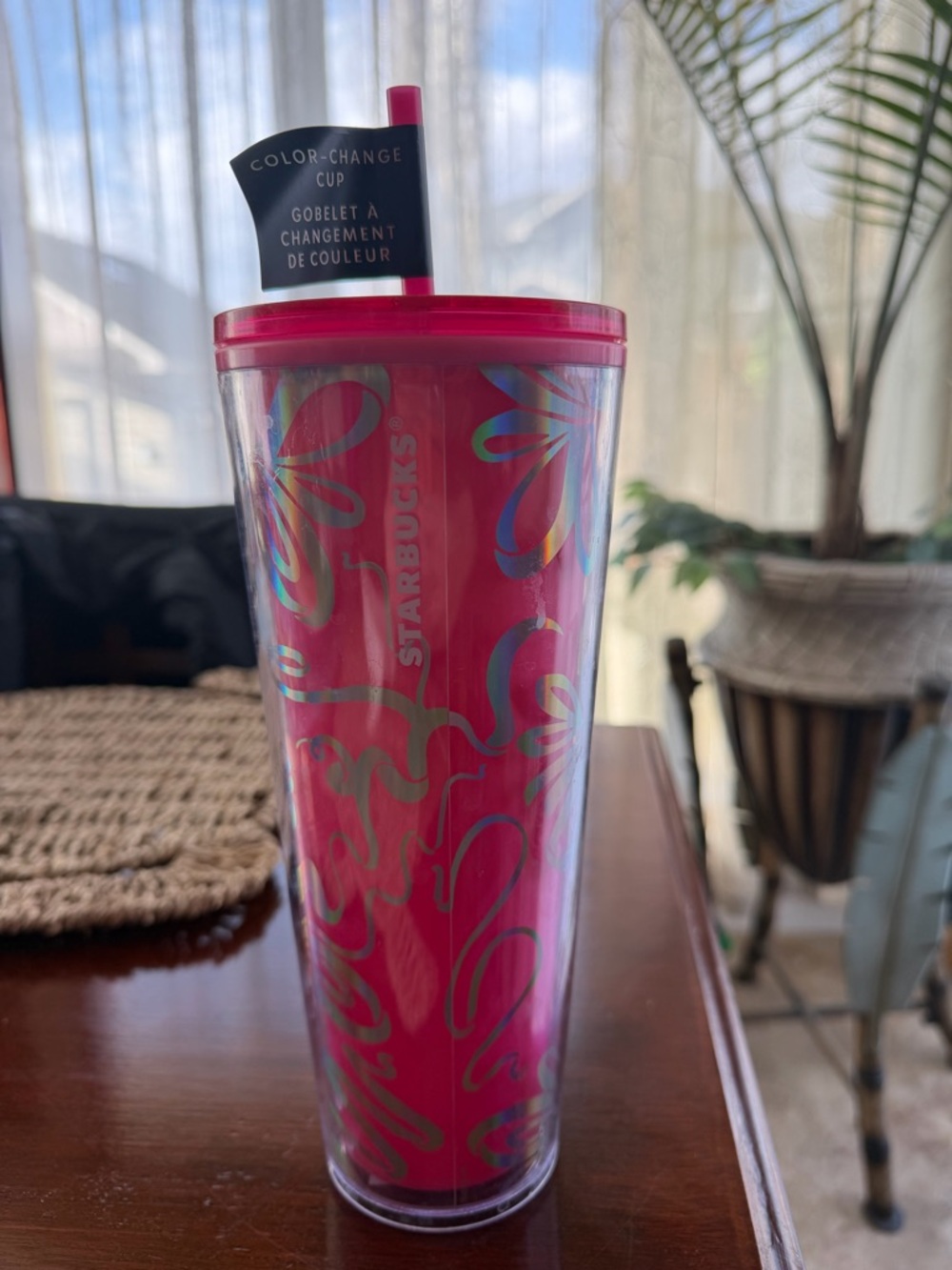 Starbucks Pink Iridescent Color-Change Tumbler with Straw